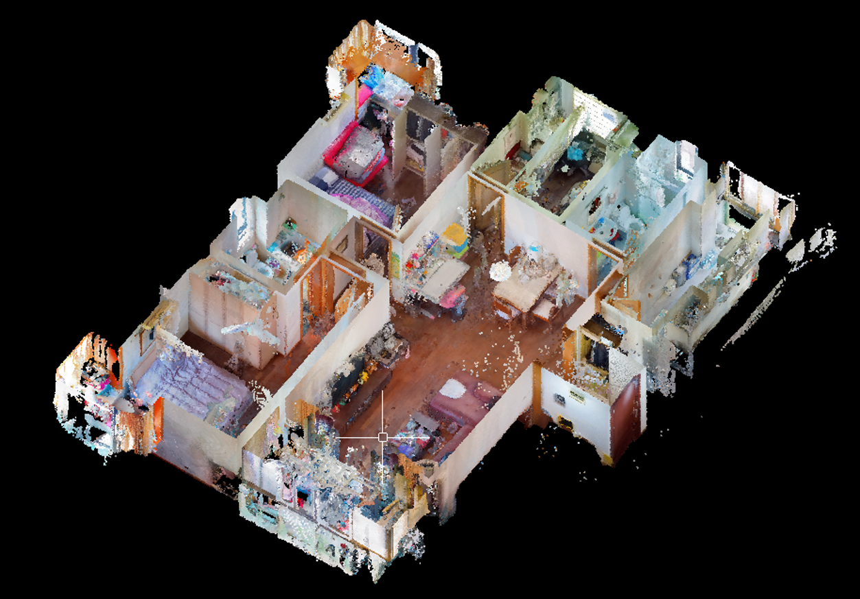 Actual captured residential point cloud from the project shown in the drafting and reviewed drawing samples